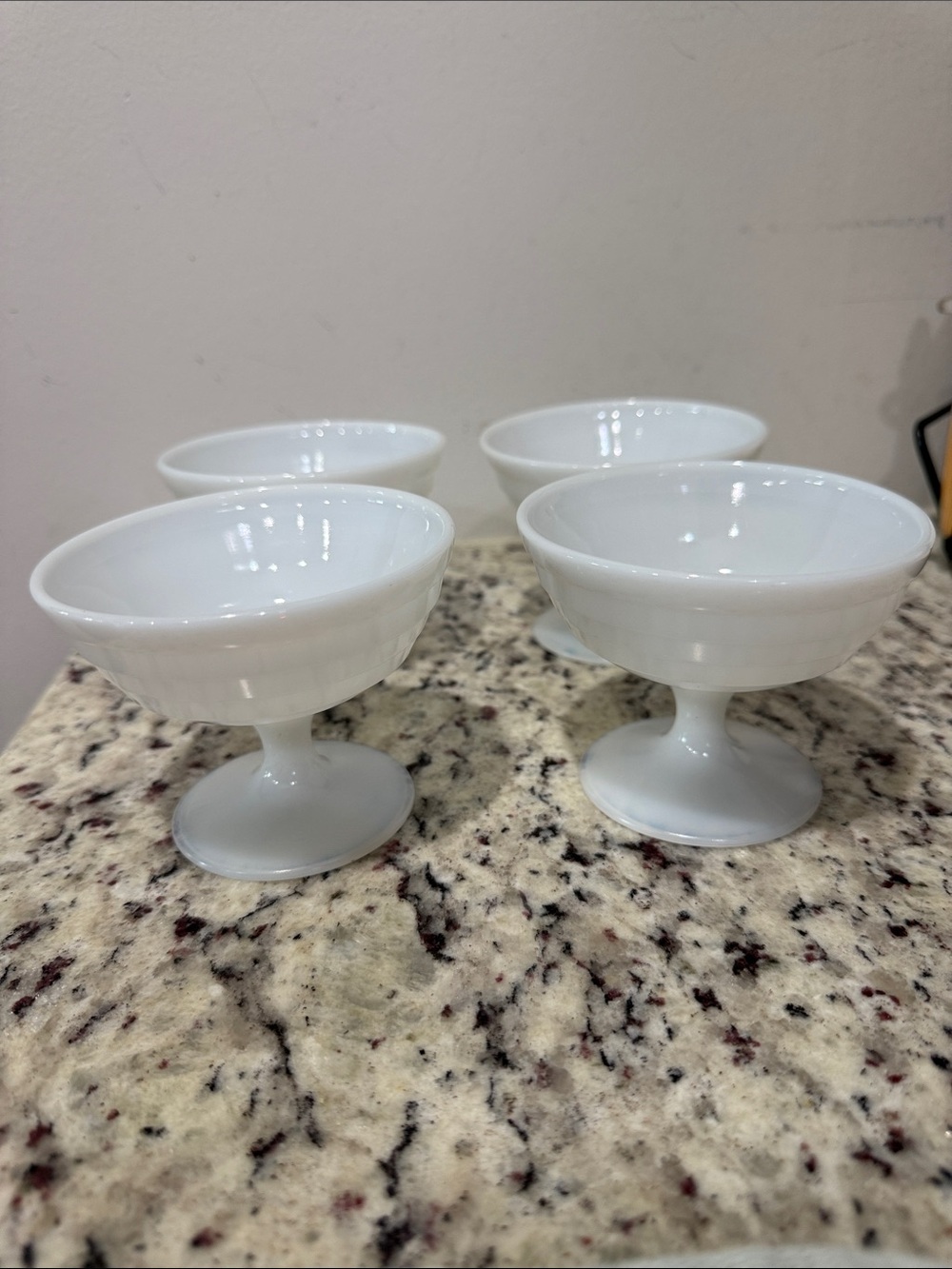 Vintage Milk Glass Sherbert Dessert Compotes - Set of 4 unmarked Made in the USA
